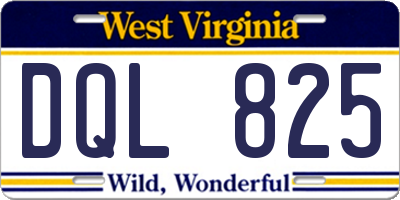 WV license plate DQL825