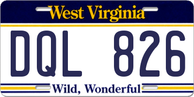 WV license plate DQL826