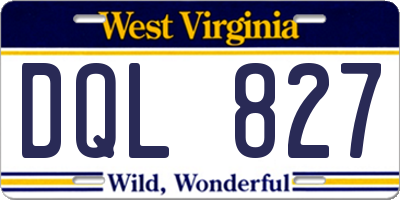 WV license plate DQL827