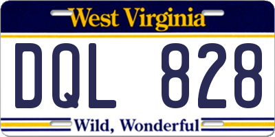 WV license plate DQL828