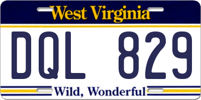 WV license plate DQL829