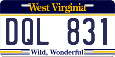 WV license plate DQL831