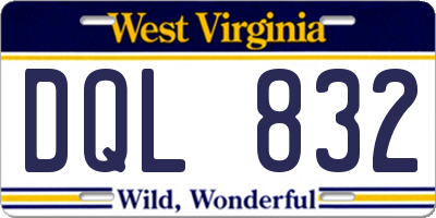 WV license plate DQL832