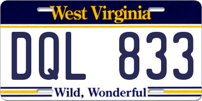 WV license plate DQL833