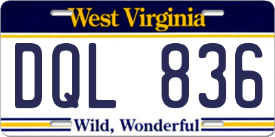WV license plate DQL836