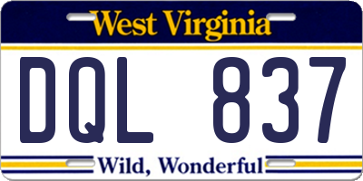 WV license plate DQL837
