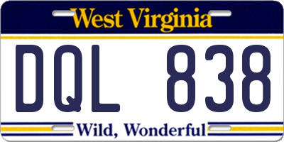 WV license plate DQL838