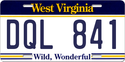 WV license plate DQL841