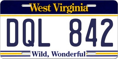 WV license plate DQL842