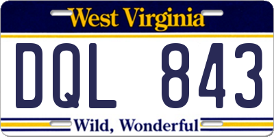 WV license plate DQL843