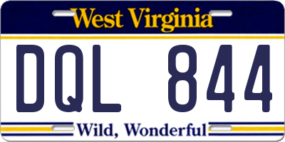WV license plate DQL844