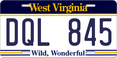 WV license plate DQL845