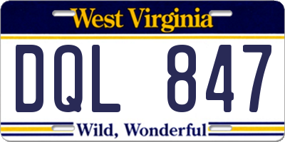 WV license plate DQL847