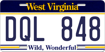 WV license plate DQL848