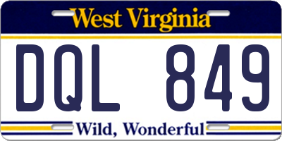 WV license plate DQL849