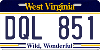 WV license plate DQL851