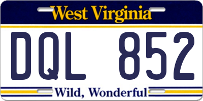 WV license plate DQL852