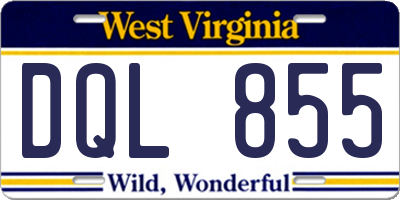 WV license plate DQL855