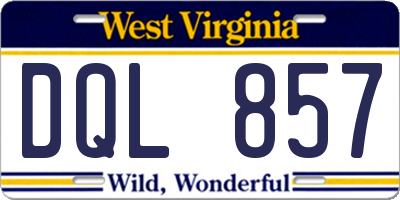 WV license plate DQL857