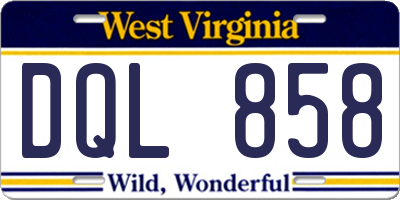 WV license plate DQL858