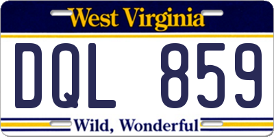 WV license plate DQL859