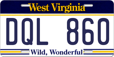 WV license plate DQL860