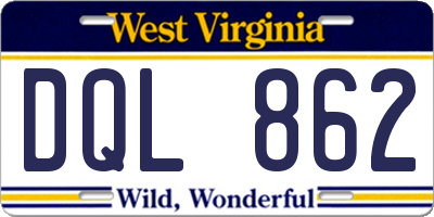 WV license plate DQL862