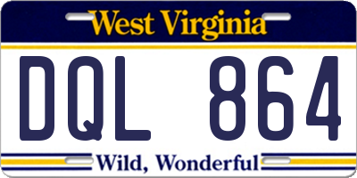 WV license plate DQL864