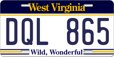 WV license plate DQL865