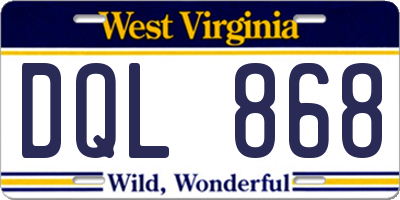 WV license plate DQL868