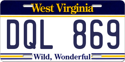 WV license plate DQL869