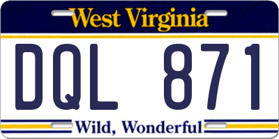 WV license plate DQL871