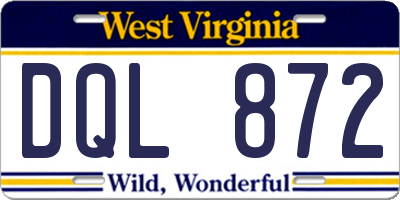 WV license plate DQL872