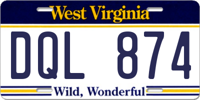 WV license plate DQL874