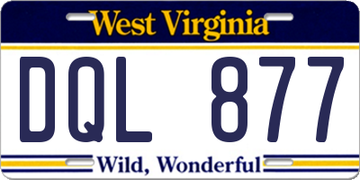WV license plate DQL877