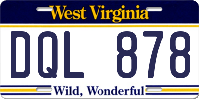 WV license plate DQL878