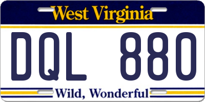 WV license plate DQL880