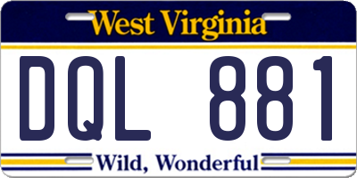 WV license plate DQL881
