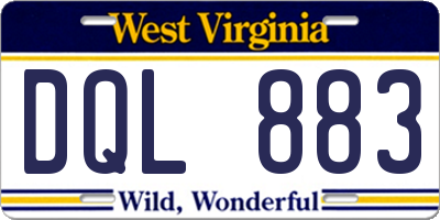 WV license plate DQL883