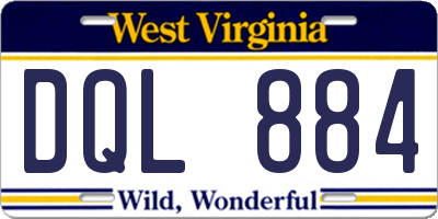 WV license plate DQL884
