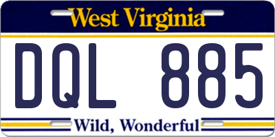 WV license plate DQL885
