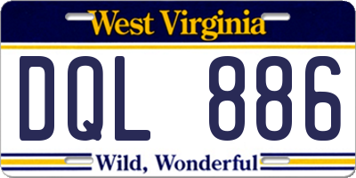 WV license plate DQL886