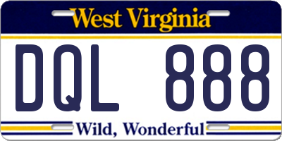 WV license plate DQL888