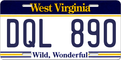 WV license plate DQL890