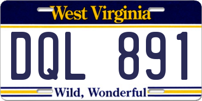 WV license plate DQL891