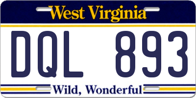 WV license plate DQL893