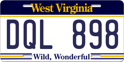WV license plate DQL898