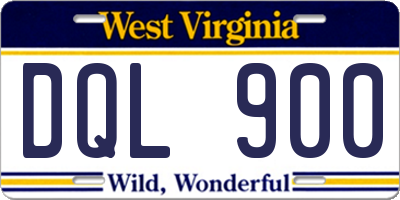 WV license plate DQL900
