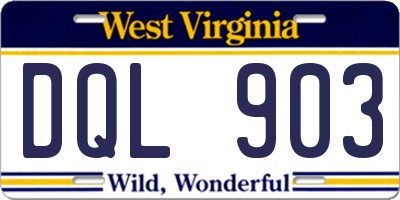 WV license plate DQL903