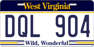 WV license plate DQL904